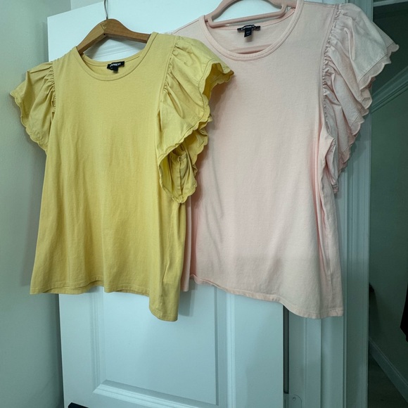 Express Light Pink Ruffle Sleeve Top - Picture 4 of 4